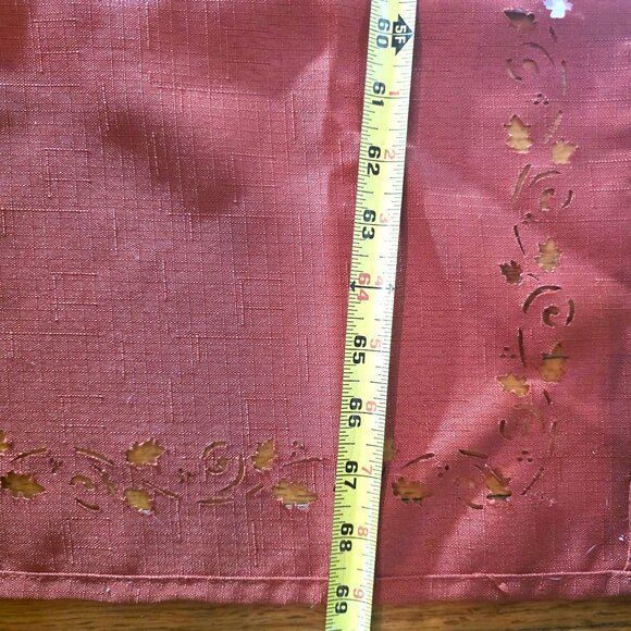 Thanksgiving Tablecloth Napkin Set cutwork leaf orange autumn holiday linens - Picture 3 of 7